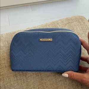 Missoni Blue Chevron Zip Cosmetic Case